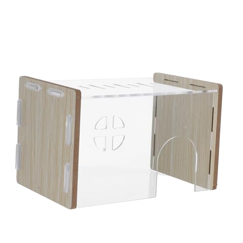 PEPLAYTAL Hamsternest Dekoration Hamsterversteck Hamsterzubehör Kleines Haustierversteck Versteck Kleines Tierversteck Hamsterunterschlupf Hamsterplattform Transparentes Holz von PEPLAYTAL
