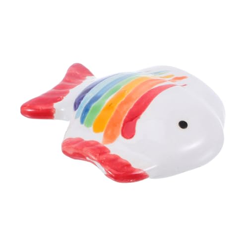 PEPLAYTAL Handbemalte Farbige Streifen Keramik Fisch Figuren Aquarium Dekoration Schwimmende Fisch Statue für Teiche und Unterwasserlandschaften Langlebige Keramik Ornamente von PEPLAYTAL