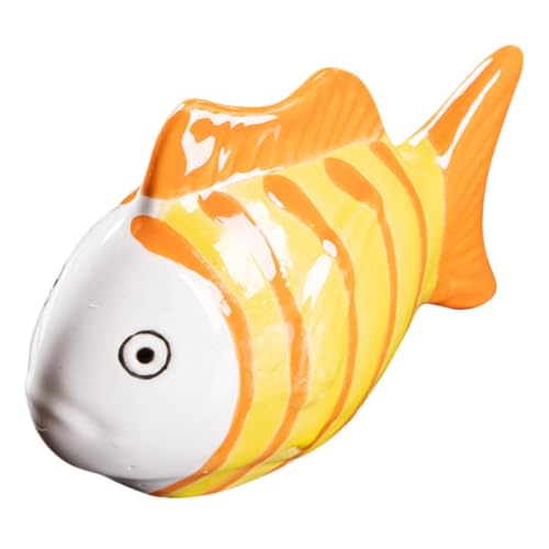 PEPLAYTAL Handbemalte Keramik Fischfigur Schwimmend Bunte Gestreifte Aquarium Deko Für Teich Fischbecken Garten Langlebige Schwimmende Keramikfische Für Aquarium Und Feengarten von PEPLAYTAL