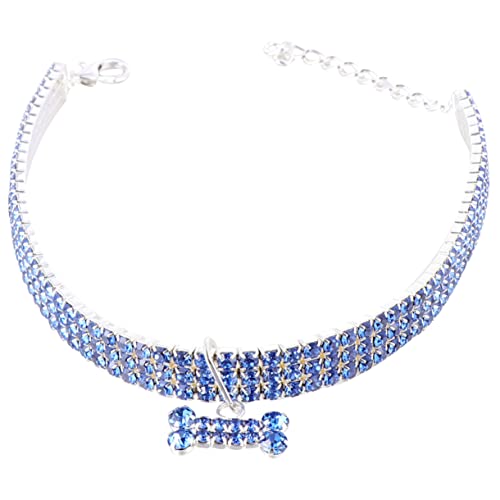 PEPLAYTAL Haustierbedarf Haustiere Zubehör individuelles Hundehalsband Haustier-Denkmal hundekragen hundehalstuch Haustierhalsband mit Strasssteinen Hund kristall Halsband Blue von PEPLAYTAL