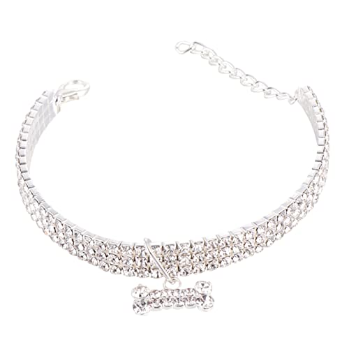 PEPLAYTAL Haustierbedarf hundekragen hundehalstuch Dog Collars Dog hundehalsband hundehalsbänder Name Cooles Halsband für Hunde Haustierhalsband mit Strasssteinen Hund kristall Halsband Weiß von PEPLAYTAL