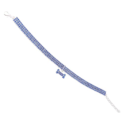 PEPLAYTAL Haustierbedarf mittlerer Hundehalsband für Hunde Name Hundehalsband mittel züchten Kette hundezubehör Dog Accessories Hund kristall Halsband Haustierhalsband mit Strasssteinen Blue von PEPLAYTAL