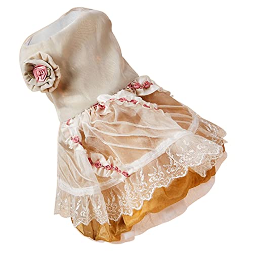 PEPLAYTAL Haustierkleid Party Welpen Hochzeitskleid Tutu-Rock groß Formelle Kleidung für Hunde entzückende hundekleidung Hunde formelles Kleid Welpenrock Haustierbedarf Satin- Golden von PEPLAYTAL