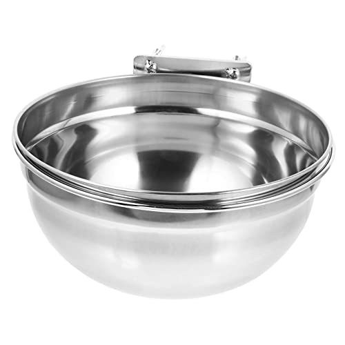 PEPLAYTAL Haustiernapf Aus Edelstahl Futterspender Katze Haustiere Katzennapf Im Hängenden Käfig Hundenapf, Langsamer Wasserspender Haustierwasserschale Flasche Welpe Rostfreier Stahl Silver von PEPLAYTAL