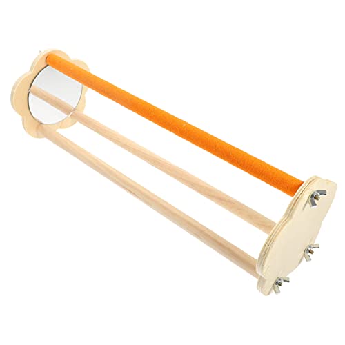 PEPLAYTAL Holz Vogel Sitzstand mit Spiegel Stabiler Parrot Stand für Kleine Haustiere Kreatives Kauspielzeug für Wellensittiche und Nymphensittiche für Training von PEPLAYTAL