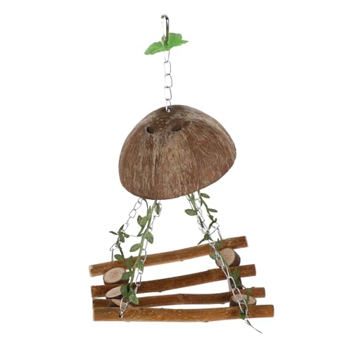 PEPLAYTAL Holz Vogel schaukel Parrot Stand Perch aus Robustem Metall und Holz Bissfestes Papageien Hängen Großer Stabiler Sitzstange für Wellensittiche und Kleine Vögel Geeignet für Käfig von PEPLAYTAL