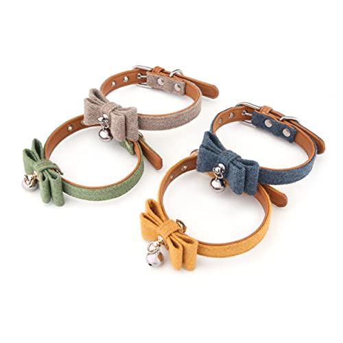 PEPLAYTAL Hundehalsband Aus Filz Glocken Nacken Kragen Glocke Katzenhalsband Katzenzubehör Katzenhalsbänder Binden Gestrickt Haustier Katze Einstellbar Name Stichworte Katze Mit Glocke Green von PEPLAYTAL