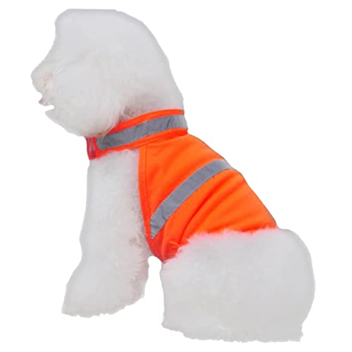 PEPLAYTAL Hundekleidung Haustier Hundeweste Sommer Warnweste Hund Reflektierende Weste Geschirr Für Kleine Hunde Hund Cool Reflektierende Jacke Cool Wandern Hoch Sichtweite Orange von PEPLAYTAL