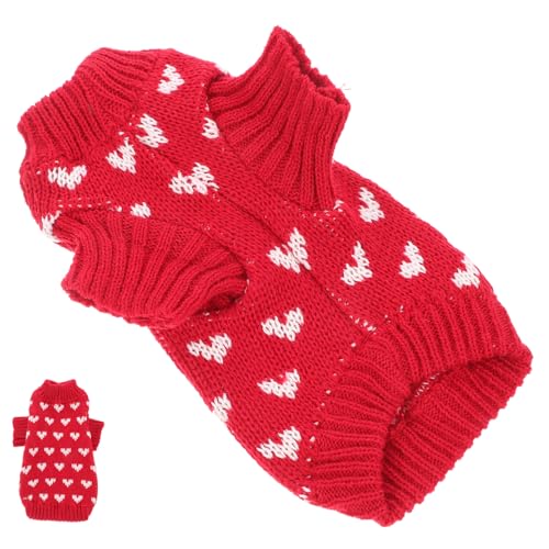 PEPLAYTAL Hundepullover für Kleine Hunde Weicher Warmer Strickpullover mit Herzmuster Bequem und Strapazierfähig für Kalte Tage und Valentinstag Rot PEPLAYTAL Hundepullover für Kleine Hunde Weicher Warmer Strickpullover mit Herzmuster Bequem und Strapazierfähig für Kalte Tage und Valentinstag Rot von PEPLAYTAL