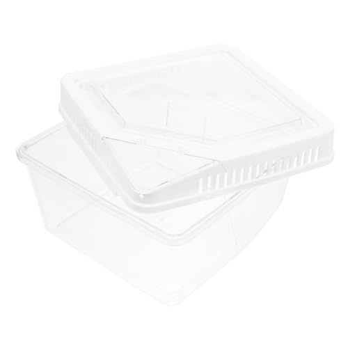PEPLAYTAL Kasten Terrarium Gecko Krabbeltierbehälter Futterspender Eidechsenkäfig Reptiliengehäuse pet Supplies Kleintier Brutbehälter Zuchtkäfig für Haustiere Heimtierbedarf Plastik Weiß von PEPLAYTAL