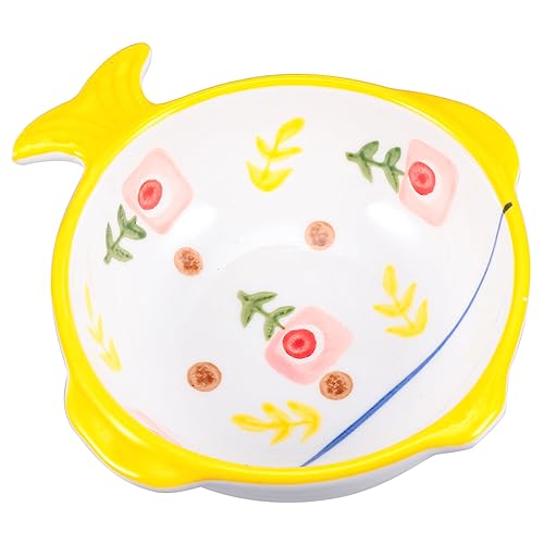 PEPLAYTAL Katzennapf Wassernapf für Katzen Schüsseln groß süße Katzenschalen Katzennäpfe pet Bowl katzentasse katzennahrung Futternapf für Katzen Katzenfutter Haustiernapf Keramik Yellow von PEPLAYTAL