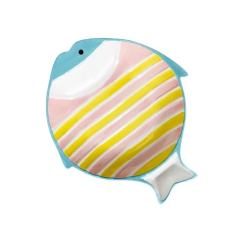 PEPLAYTAL Keramik Haustiernapf Fischform Multifunktionaler Katzen Hundenapf Glatte Oberfläche Leicht zu Reinigen als Wasserschale und Futternapf für Katzen und Kleine Haustiere von PEPLAYTAL
