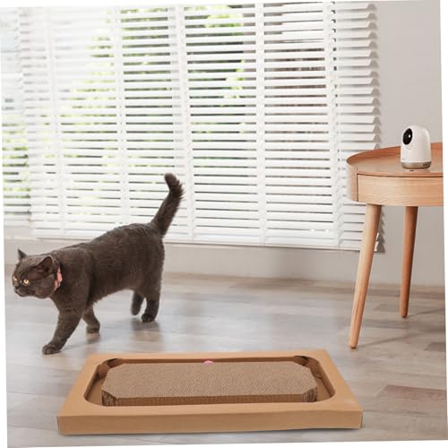 PEPLAYTAL Kratzbrett Katze mit Glöckchenball Interaktives Verschleißfestes Kratzspielzeug zur Krallenpflege für Wohnungskatzen Robustes Kratzbrett für Langanhaltenden Gebrauch und von PEPLAYTAL