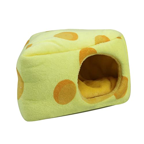 PEPLAYTAL Kuscheliges Hamsterbett in Käsekuchenform Winddichtes Warmes Versteck für Kleintiere Cartoon Design Stressreduzierend Pflegeleicht für Hamster und Meerschweinchen von PEPLAYTAL
