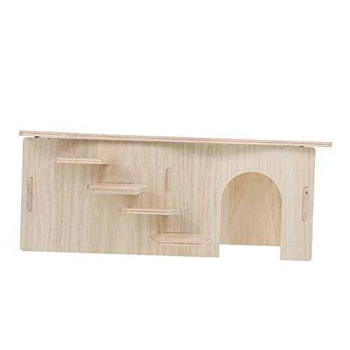 PEPLAYTAL Multifunktionales Hamsterversteck aus Holz mit Leiter Kleines Dekoratives Kleintiernest Beißfestes Mehrzimmer Spielhaus für Hamster und Chinchilla Langlebiges Haustierspielzeug von PEPLAYTAL