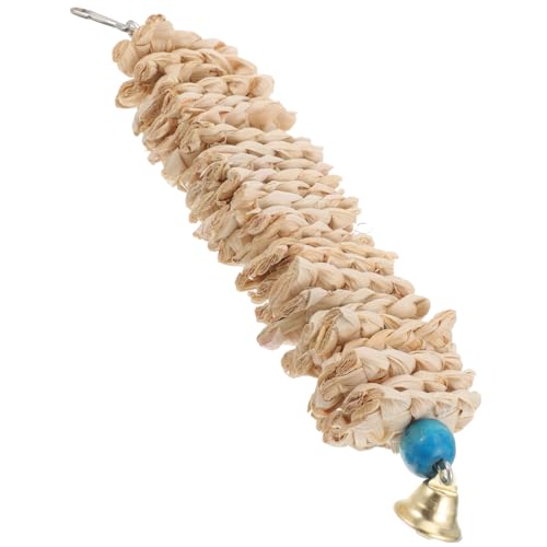 PEPLAYTAL Natürliches Papageien Kauspielzeug aus Maiskolben Haltbare Hängende Schaukel für Vögel Sicherer Beißspielplatz für Wellensittich und Haustierzubehör Zufällige Zufällige Farbe von PEPLAYTAL