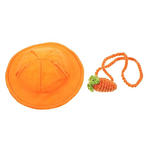 PEPLAYTAL Niedliches Teiliges Haustier Kaninchenkostüm mit Kleinem Orangefarbenem Hut und Karotten Tasche Geeignet für Kleine Haustiere für Alltag Party Halloween und Fotoshootings von PEPLAYTAL