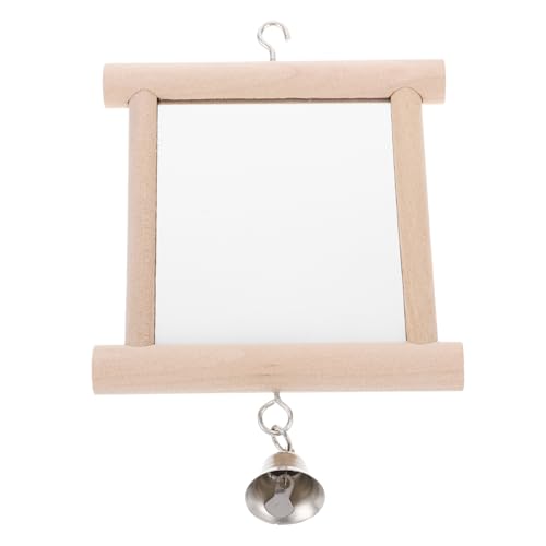 PEPLAYTAL Holz-Spielzeug Für Papageien Mit Glöckchen Und Spiegel Interaktives Käfigspielzeug Aus Natürlichem Material Für Wellensittiche Und Vögel Zum Spielen Und Spaß Haben von PEPLAYTAL