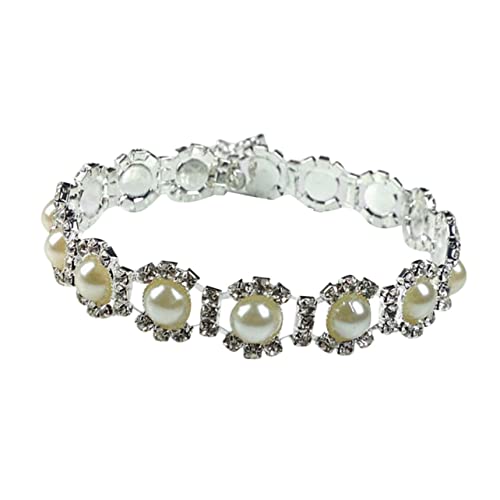 PEPLAYTAL Perlenkette Zubehör Hundehalsband große Hunde Diamond Perle für Hunde Hundehalsketten Pfotenkette Welpe Kragen Haustier-Anhänger Haustierkette Hund Halskette Hund anhänger Weiß von PEPLAYTAL