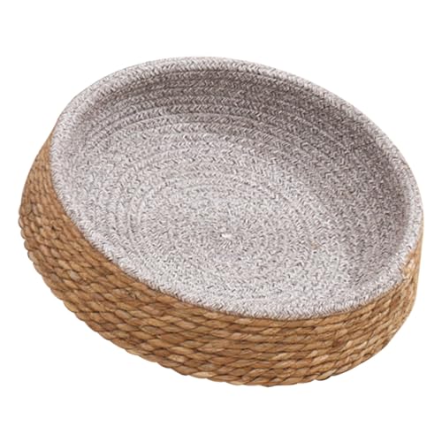 PEPLAYTAL Rattan Katzenbett mit Kratzfestigkeit und Beißschutz Rundes Kleines Haustier Nest für Hunde und Katzen Atmungsaktiv und Komfortabel Kuscheliges Kissen für Erholsamen Schlaf von PEPLAYTAL