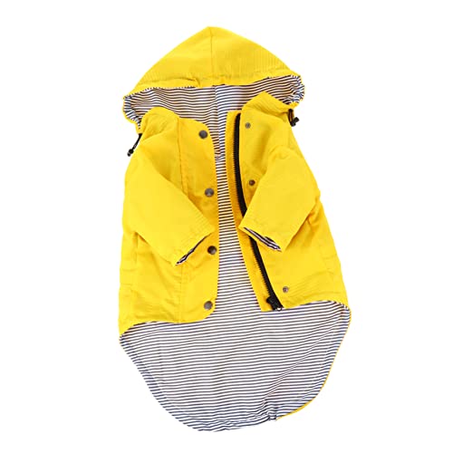 PEPLAYTAL Regenmantel Für Haustiere Haube Hundejacken Reflektierend Kostüm Hunderegenmäntel Für Mittelgroße Hunde Haustier-regenmäntel Für Kleine Hunde Hundemäntel Leicht Yellow Polyester von PEPLAYTAL