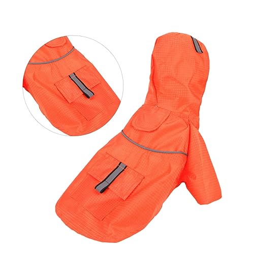 PEPLAYTAL Regenmantel Für Haustiere Hundemantel Wasserdicht Regenmantel Regenmantel Wasserdicht Mittelgroßer Wasserdichter Hunderegenmantel Kleidung Hunde Regenmantel Für Große Hunde Orange von PEPLAYTAL