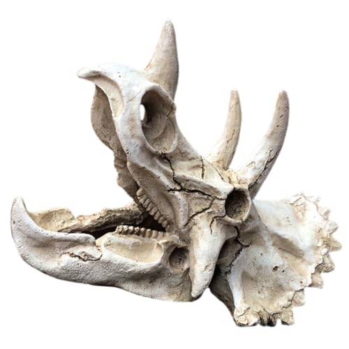 PEPLAYTAL Resin Dinosaur Skull Aquarium Deko Höhle aus Hochwertigem Harz Natürlicher Unterschlupf für Garnelen Kleine Fische und Reptilien Langlebiges Versteck für Unterwasserlandschaften von PEPLAYTAL