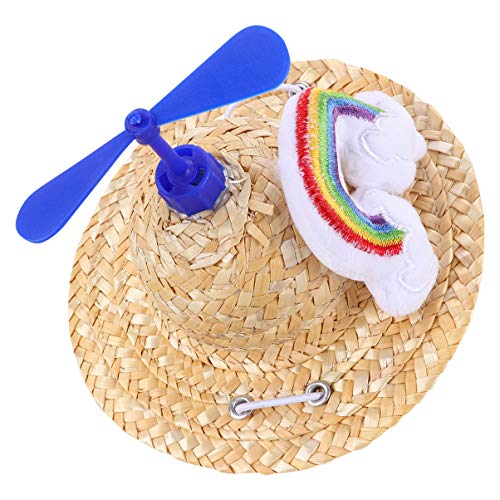 PEPLAYTAL Strohhut Funny hat Straw strohhälme Handgewebt Gewebte Kopfbedeckung Eimerhüte lustig Kappe Papa Party Haustier Kleinkind Foto -Requisiten von PEPLAYTAL