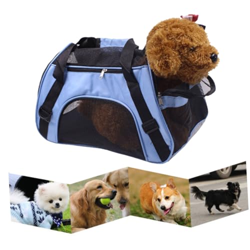 PEPLAYTAL Tragbare Haustier Tragetasche für Hunde und Katzen Faltbarer Rucksack für Outdoor Reisen S Blau mit Sicherheitsreißverschluss und Verstellbaren Gurten von PEPLAYTAL