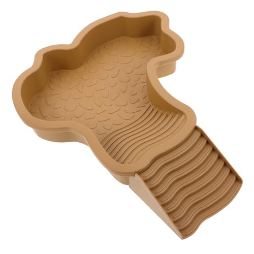 PEPLAYTAL Turtle Bath Basin mit Rutschfester Rampe und Großem Sonnenplatz Stabiles Kunststoffbecken als Futter Wasserbehälter für Schildkröten Reptilien und Kriechtiere Multifunktionales von PEPLAYTAL