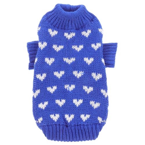 PEPLAYTAL Valentinstag Hundepullover XL Gestrickt mit Herzmuster Weicher Hautfreundlicher Acrylstoff Wärmender Welpen Sweater für Kleine und Mittelgroße Hunde Maschinenwaschbar für Alltag von PEPLAYTAL