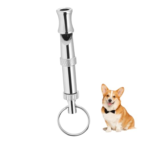 PEPLAYTAL Verstellbare Hundepfeife aus Langlebigem Nickel Messing Einstellbare Tonhöhe für Effektives Hundetraining Tragbar mit Schlüsselring Silber Geeignet für Hunderassen von PEPLAYTAL