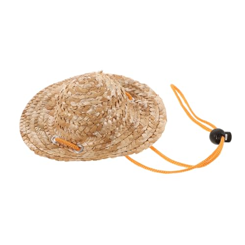 PEPLAYTAL Verstellbarer Pet Strohhut Sombrero für Kleine Hunde und Katzen Sonnenhut mit Elastischem Kinnriemen Leichter Gartenschutz Atmungsaktive Attraktive Mütze für Welpen S von PEPLAYTAL