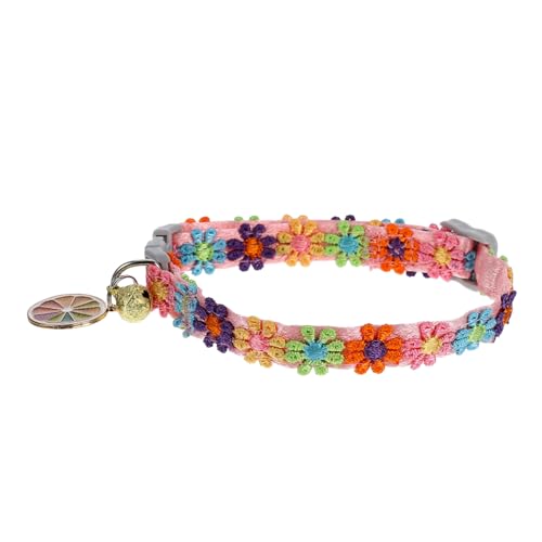 PEPLAYTAL Verstellbares Katzenhalsband mit Buntem Spitzenblumen Design Leichtes Glöckchen Halsband für Kätzchen und Kleine Hunde Dekoratives Haustierzubehör für Festtage und Alltag von PEPLAYTAL
