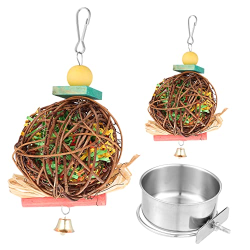 PEPLAYTAL Vogel Futterbecher mit Hängenden Rattankugeln und Teiliges Set für Käfigvögel Futterbehälter Vielseitiges für Sittiche und Papageien Einfache Farbenfrohe Käfigaccessoires PEPLAYTAL Vogel Futterbecher mit Hängenden Rattankugeln und Teiliges Set für Käfigvögel Futterbehälter Vielseitiges für Sittiche und Papageien Einfache Farbenfrohe Käfigaccessoires von PEPLAYTAL