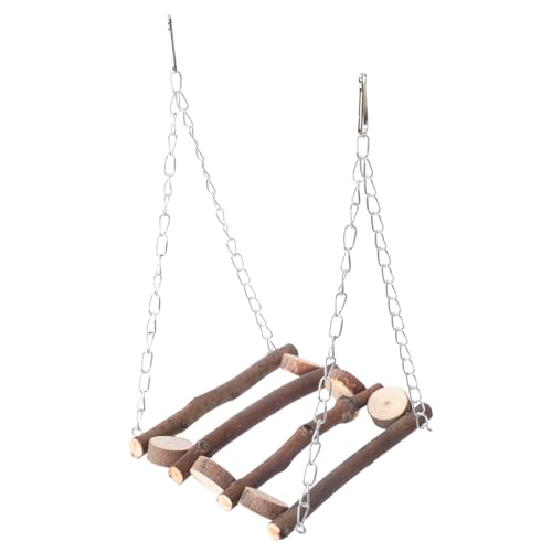 PEPLAYTAL Vogelspielzeug Holz Schaukel Stabile Papageiensitzstange Robust Für Wellensittiche Kleine Vögel Käfigzubehör Natürlicher Holzsitz Barsch von PEPLAYTAL