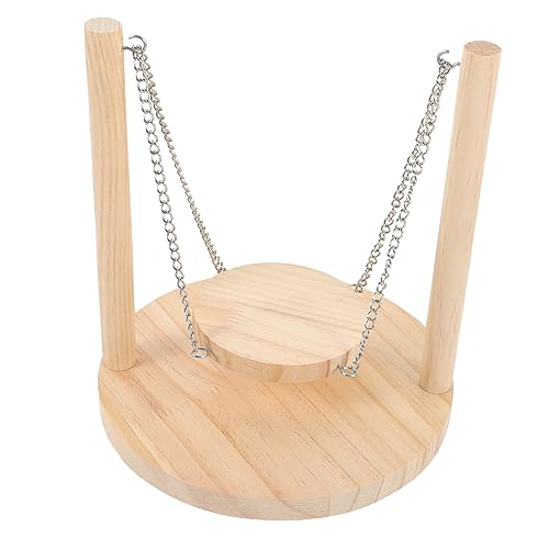 PEPLAYTAL Vogelspielzeug Holzschaukel Doppelte Sitzplattform aus Naturholz für Papageien Wellensittiche und Andere Vögel Sicher Polierte Holzstange zur Balanceübung und Spielspaß im Käfig von PEPLAYTAL
