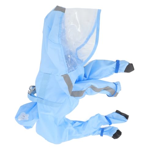 PEPLAYTAL Wasserdichter Hunderegenmantel mit Reflektoren Leichter Poncho Regenmantel für Kleine Hunde Vollumfassender Schutz bei Regen Einfach Auszuziehen Blau S von PEPLAYTAL
