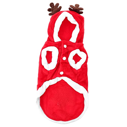 PEPLAYTAL Weihnachtliches Haustier Kostüm Fleece Hundepullover mit Rentierhörnern Warmes Bequemes Pet Garment für und Outdoor Aktivitäten Geeignet für Kleine Hunde und Katzen von PEPLAYTAL