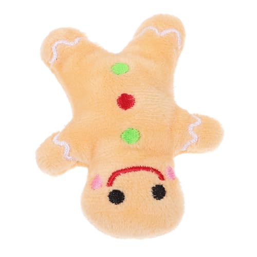 PEPLAYTAL Weihnachtliches Plüsch Hundespielzeug Lebkuchenmann Kauspielzeug Zahnpflege Interaktives Haustierspielzeug für Hunde zur Beschäftigung und Vermeidung von Langeweile von PEPLAYTAL