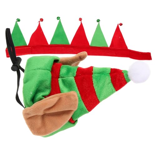 PEPLAYTAL Weihnachtsmütze und Hundehalsband für Kleine Haustiere Leichtes Bequemes Cosplay Kostüm für Weihnachtsfeier Passend für Meerschweinchen Vögel und Kleine Hunde Haustierdekoration von PEPLAYTAL