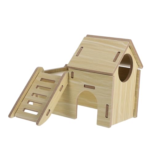 PEPLAYTAL Wood House Hamster Holzhaus Kleines Tier Aus Versteck Raumsparend Hamster Lebensraum Safe Hideaway Kleine Haustiere Käfigzubehör von PEPLAYTAL