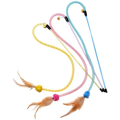 PEPWE Net Tube Teaser Zauberstab Für Kätzchen 3PCS Übungsspielzeug Neugierige Katzen Spielzeit Aktivität Mit Gefiedertem Pelzigem Interactive Kätzchen Spiel Zauberstab von PEPWE