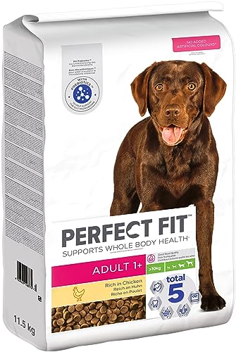 Perfect Fit Adult 1+ Trockenfutter für mittelgroße und große Hunde (>10 kg), 11,5kg (1 Beutel) – Premium Hundefutter trocken reich an Huhn von Perfect Fit