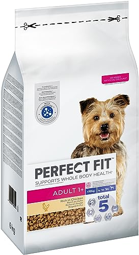 Perfect Fit Adult 1+ Trockenfutter für kleine Hunde (<10kg), 6kg (1 Beutel) – Premium Hundefutter trocken reich an Huhn, zur Unterstützung der Vitalität von Perfect Fit