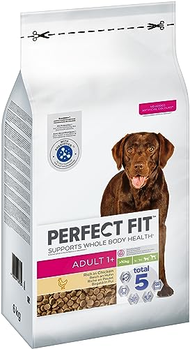 Perfect Fit Adult 1+ Trockenfutter für mittelgroße und große Hunde (>10 kg), 6kg (1 Beutel) – Premium Hundefutter trocken reich an Huhn von Perfect Fit