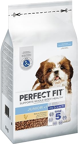Perfect Fit Junior <1 Trockenfutter für kleine Hunde (<10kg) unter 1 Jahr, 6kg (1 Beutel) – Premium Hundefutter trocken für Welpen reich an Huhn, zur Unterstützung gesunden Wachstums von Perfect Fit