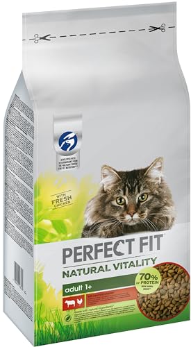 Perfect Fit Natural Vitality Adult 1+ – Trockenfutter für erwachsene Katzen ab 1 Jahr – Rind & Huhn – Unterstützt die Vitalität – 6 kg von Perfect Fit