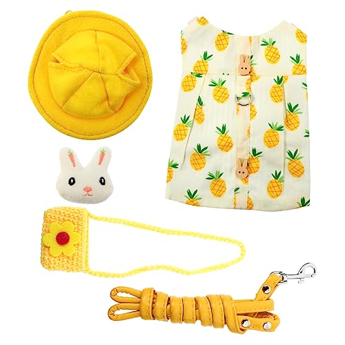 PERSELOSO 1 Satz Geschirrleine für Kaninchen Hasengeschirr Hasenkleidung Hasenweste Hasen Jacke Bunny Jacket Geschirr und Leine für Haustiere Geschirr mit Kaninchenstreifen Baumwolle Yellow von PERSELOSO