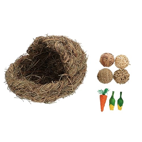PERSELOSO Handgewebtes Grasnest Für Haustiere Faltbare Atmungsaktive Matte Für Kaninchen Hamster Nager Biologisch Spielen Und Entspannen PERSELOSO Handgewebtes Grasnest Für Haustiere Faltbare Atmungsaktive Matte Für Kaninchen Hamster Nager Biologisch Spielen Und Entspannen von PERSELOSO